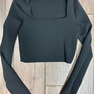 Zara Black Long Sleeve Crop Top